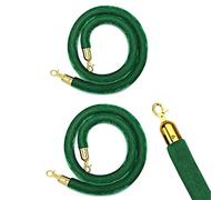 Premium 7ft Multicolor Velvet Rope (2-Pack) - Foam Core Crowd Control Barrier for Event Queue Management Party Red Carpet Exhibition Concerts & Trade Shows - Green Color