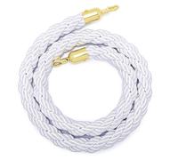 Premium 7ft White Stanchion Rope with Polished Hooks - Perfect for Queue Control, Event Management, Cinema, Hotel Openings, Red Carpet Events, VIP Access