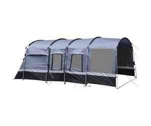 Premium 8-Person Camping Tent with Tunnel Design, 4 Large Windows, Dark Grey