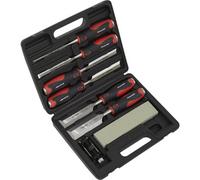 Premium 8 Piece Hammer-Thru Wood Chisel Set With Bevel Edged Blades And Storage Case