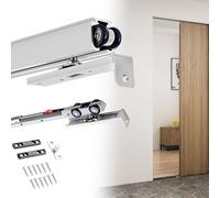 Premium 80" Aluminum Sliding Pocket Door Track Kit with Soft Close, Nylon Wheels & Screws - Complete Frame System for Smooth Operation (Champagne Finish)