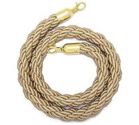 Premium 8ft Champagne Queue Rope with Polished Hooks, Twisted Design for Cinema, Grand Openings, Hotel Events, Red Carpet, VIP Line Management, Crowd Control Solutions