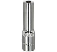 Loops 8mm Forged Steel DEEP Drive Socket - 3/8" Square Drive Polished Chrome Vanadium in Metallics Loops Metallics