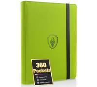 Premium 9 Pocket Card Binder for 360 Cards, Fabmaker PU Trading Card Binder | Sturdy Card Collection Album, Side-Loading, Sl ard Holder Folders for Game Cards & Sports Cards, Green