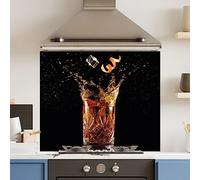 Premium 90 cm x 75 cm Old Fashioned Glass 6mm Kitchen Splashback Heat Resistant Toughened Polished Edges - Back Splash Back Coloured Hob Painted Tempered Splashback