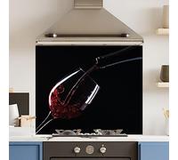 Premium 90 cm x 75 cm Red Wine Glass 6mm Kitchen Splashback Heat Resistant Toughened Polished Edges - Back Splash Back Coloured Hob Painted Tempered Splashback