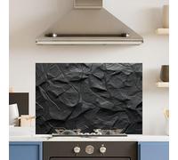 Premium 90 x 60cm Abstract Black 6mm Glass Toughened Kitchen Splashback