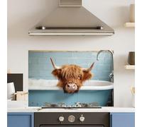 Premium 90 x 60cm Bath Cow 6mm Glass Toughened Kitchen Splashback