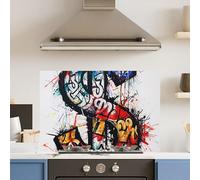 Premium 90 x 60cm Grafitti Dollar 6mm Glass Toughened Kitchen Splashback