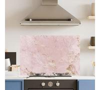 Premium 90 x 60cm Pink Gold Marble 6mm Glass Toughened Kitchen Splashback
