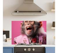 Premium 90 x 60cm Pink Monkey 6mm Glass Toughened Kitchen Splashback
