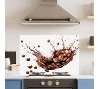 Premium 90 x 60cm White Coffee 6mm Glass Toughened Kitchen Splashback