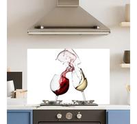 Premium 90 x 60cm White Wine Glasses 6mm Glass Toughened Kitchen Splashback