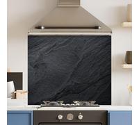 Premium 90cm x 75cm 6mm Black Concrete Glass Kitchen Splashback Various Sizes Toughened - 90 cm Choose Your Print Multi One Size