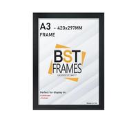 Premium A3 Black Frame in Size 30x42cm - A3 Picture Frame Black with Clear Perspex Sheet & Wall Mounted Hook - Black A3 Picture Frames - A3 Poster Frames