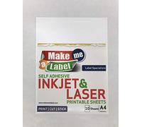 Premium A4 Matte White PP Vinyl Self Adhesive Inkjet & Laser Printable Sticker Label Sheets - 10 Sheets