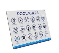 Premium A4 Pool Rules Sign - 3mm Aluminium Composite Panel, UV Printed, Weatherproof, Easy Installation with 4 Screw Holes