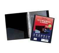 Premium A4 Ring Binder - Black Presentation Folder with Free 12 Punched Pockets for Professionals, Students, Business, School, Office & Home Projects, Durable, High-Quality (1 Folder) (Lotus)