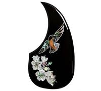 Premium Abalone Inlay Acoustic Guitar Pickguard for Martin D45 Style - Hummingbird & Floral Design, 2mm Self-Adhesive Shell Scratch Plate for 40-42 Inch Acoustic Guitars