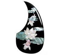 Premium Abalone Inlay Acoustic Guitar Pickguard for Martin D45 Style - Koi Fish & Lotus Design, 2mm Self-Adhesive Shell Scratch Plate for 40-42 Inch Acoustic Guitars