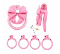 Premium ABS Bowknot-Shaped Chastity Cage Male Locking Device Lightweight & Sturdy Breathable Penis Cage Clitoris Adult Toy for BDSM & Extended Wear A6