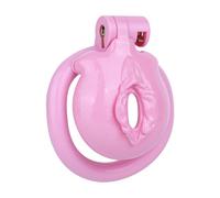 Premium ABS Chastity Cage Male Locking Device Lightweight & Sturdy Breathable Sissy Flat Penis Cage Clitoris Adult Toy for BDSM & Extended Wear Pink