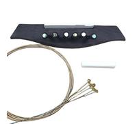 Premium Acoustic Guitar Bridge Set - Rosewood Saddle w/Bone Nut & Shell Inlay Pins - Coated Phosphor Bronze Strings - 0.11lbs