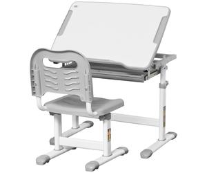 Premium Adjustable Tiltable Kids Desk & Chair Set w/ Drawer, Pen Slot, Hook - Hi