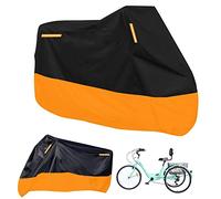 Premium Adult Tricycle Cover, Fit All 3-Wheel Bike or Motorcycles Outdoor and Indoor Storage, 104" L x 43.3" W x 49" H (Black & Orange)