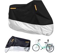 Premium Adult Tricycle Cover, Fit All 3-Wheel Bike or Motorcycles Outdoor and Indoor Storage, 104" L x 43.3" W x 49" H (Black & Orange) (Black & Silver)