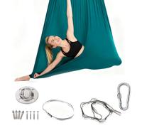 Premium Aerial Yoga Hammock Swing Set with Complete Installation Hardware Kit, Durable Anti Slip Fabric Yoga Swing Maximum Load 200kg, Fitness Pilates Stretching Trapeze Equipment for Indoor & Outdoor