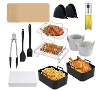 Premium Air Fryer Accessories Set 14 PCS | Compatible with Ninja AF400UK & AF300UK | Fits Tower T17088 & 7.6L-9.5L Dual Air Fryers | Reusable, Heat Resistant, Dishwasher Safe