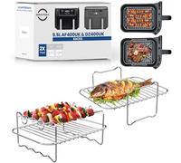 Premium Air Fryer Rack Set for Ninja 9.5L AF400UK, AF451UK & DZ400UK | 304 Stainless Steel Single Layer & Skewer Rack | Dishwasher Safe | Specifically Made for 9.5L AF400 | Air Fryer Rack |