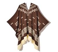 Premium Alpaca Wool Poncho, Western Cowboy Pullover Ethnic Style, Soft Warm Durable Unisex Cape Costume Sweater Cloak(Burgundy)
