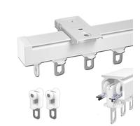 Premium Aluminium Curtain Rail Adjustable Wall Mount Curtain Rods & Tracks for & Room Partitions Available in 50 500cm (White) & Stylish Solution