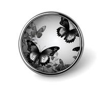 Premium Aluminum Alloy Round Badge, Black Gray Butterflies Brooch Gifts Accessories Lightweight Metal Emblem for Men Women, Durable & Fashionable Lapel Pin for Hat, Jacket, Backpack