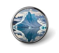 Premium Aluminum Alloy Round Badge, Blue Iceberg Brooch Gifts Accessories Lightweight Metal Emblem for Men Women, Durable & Fashionable Lapel Pin for Hat, Jacket, Backpack