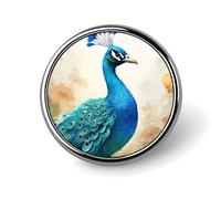 Premium Aluminum Alloy Round Badge, Cartoon Blue Peacock Brooch Gifts Accessories Lightweight Metal Emblem for Men Women, Durable & Fashionable Lapel Pin for Hat, Jacket, Backpack