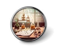 Premium Aluminum Alloy Round Badge, Chemistry Lab Brooch Gifts Accessories Lightweight Metal Emblem for Men Women, Durable & Fashionable Lapel Pin for Hat, Jacket, Backpack