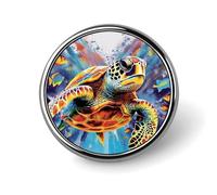 Premium Aluminum Alloy Round Badge, Colorful Sea Turtle Brooch Gifts Accessories Lightweight Metal Emblem for Men Women, Durable & Fashionable Lapel Pin for Hat, Jacket, Backpack
