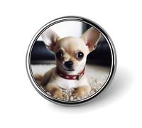Premium Aluminum Alloy Round Badge, Cute Chihuahua Brooch Gifts Accessories Lightweight Metal Emblem for Men Women, Durable & Fashionable Lapel Pin for Hat, Jacket, Backpack