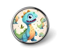 Premium Aluminum Alloy Round Badge, Cute Dinosaur Brooch Gifts Accessories Lightweight Metal Emblem for Men Women, Durable & Fashionable Lapel Pin for Hat, Jacket, Backpack
