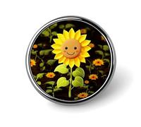 Premium Aluminum Alloy Round Badge, Cute Sunflower Brooch Gifts Accessories Lightweight Metal Emblem for Men Women, Durable & Fashionable Lapel Pin for Hat, Jacket, Backpack