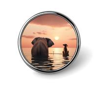 Premium Aluminum Alloy Round Badge, Elephant and Dog Brooch Gifts Accessories Lightweight Metal Emblem for Men Women, Durable & Fashionable Lapel Pin for Hat, Jacket, Backpack