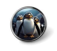 Premium Aluminum Alloy Round Badge, Funny Penguins Brooch Gifts Accessories Lightweight Metal Emblem for Men Women, Durable & Fashionable Lapel Pin for Hat, Jacket, Backpack