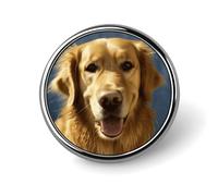 Premium Aluminum Alloy Round Badge, Golden Dog Brooch Gifts Accessories Lightweight Metal Emblem for Men Women, Durable & Fashionable Lapel Pin for Hat, Jacket, Backpack