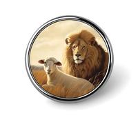 Premium Aluminum Alloy Round Badge, Lion Sheep Brooch Gifts Accessories Lightweight Metal Emblem for Men Women, Durable & Fashionable Lapel Pin for Hat, Jacket, Backpack