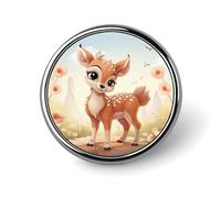 Premium Aluminum Alloy Round Badge, Lovely Deer Brooch Gifts Accessories Lightweight Metal Emblem for Men Women, Durable & Fashionable Lapel Pin for Hat, Jacket, Backpack