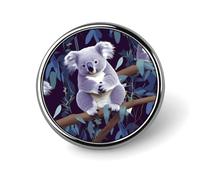 Premium Aluminum Alloy Round Badge, Lovely Koala Brooch Gifts Accessories Lightweight Metal Emblem for Men Women, Durable & Fashionable Lapel Pin for Hat, Jacket, Backpack
