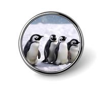 Premium Aluminum Alloy Round Badge, Penguins with Snow Brooch Gifts Accessories Lightweight Metal Emblem for Men Women, Durable & Fashionable Lapel Pin for Hat, Jacket, Backpack